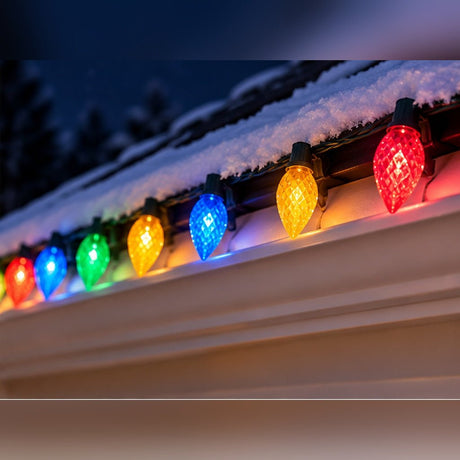 100 Count Multicolor Faceted C9 LED Christmas Lights – Stay-Lit - Nostalgicbulbs.com