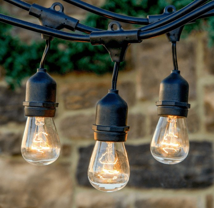 14 ft. Patio String Lights -10 Clear S14 Bulbs Included - Commercial Grade - Nostalgicbulbs.com