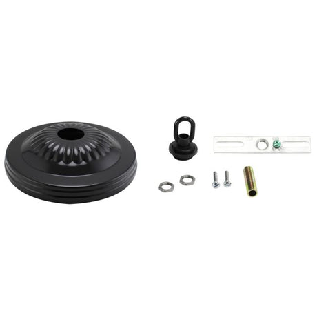 5" Ribbed Canopy Kit - Black Steel Ceiling Canopy with Hardware - Nostalgicbulbs.com