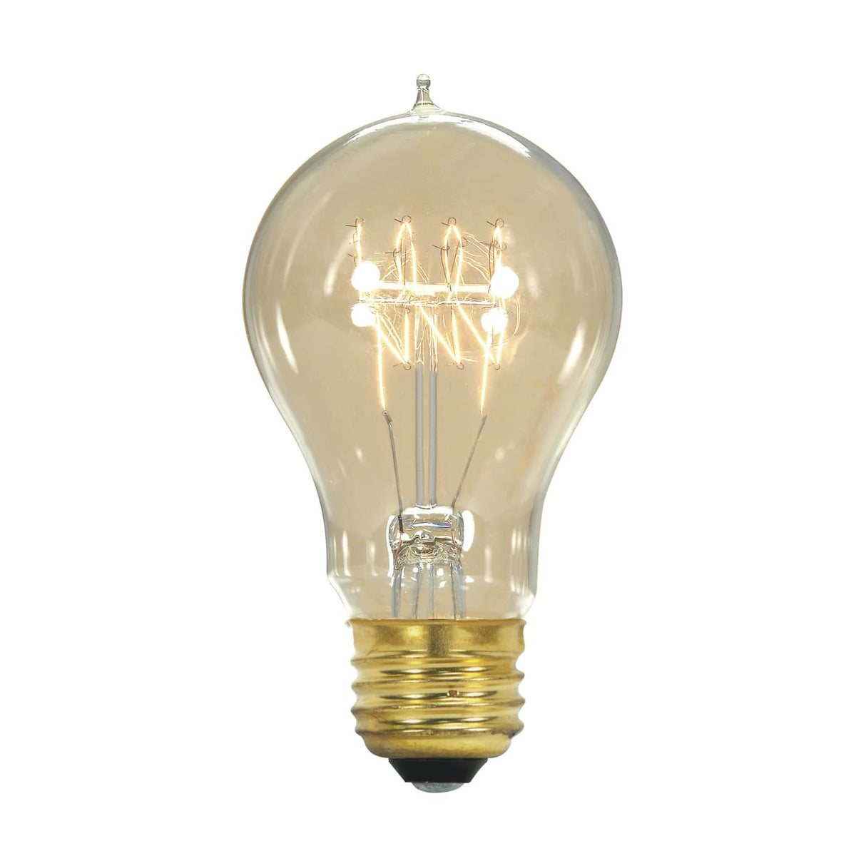 60 Watt A19 Quad Loop Edison Light Bulb - Clear Glass, E26 Base, 2700K - Nostalgicbulbs.com