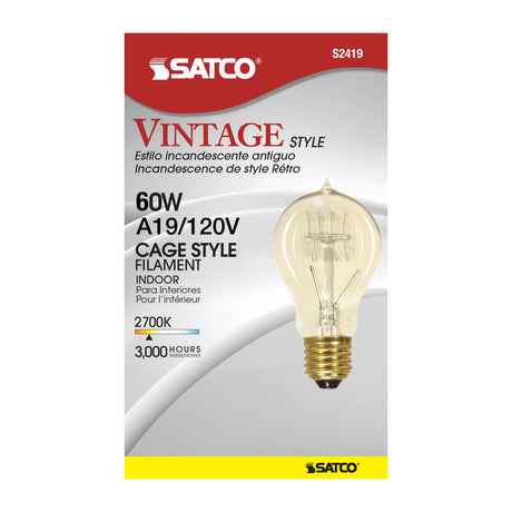 60 Watt A19 Quad Loop Edison Light Bulb - Clear Glass, E26 Base, 2700K - Nostalgicbulbs.com