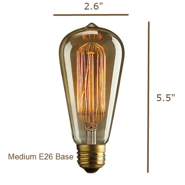 40 Watt Edison ST21 Size Diagram