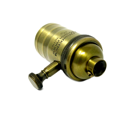 Solid Brass Dimmer Socket - Full Range - Heavy Wall - Antique Brass Finish
