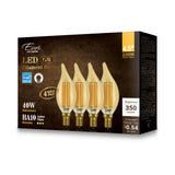 LED Chandelier Filament Bulb 40-Watt Equivalent CA10 - Amber - 4 Pack