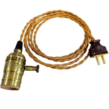 Antique Brass with Gold Cord Dimming Hanging Lamp - Nostalgicbulbs.com