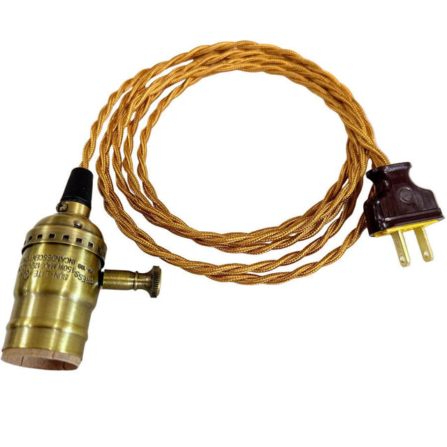 Antique Brass with Gold Cord Dimming Hanging Lamp - Nostalgicbulbs.com