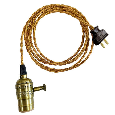 Antique Brass with Gold Cord Dimming Hanging Lamp - Nostalgicbulbs.com