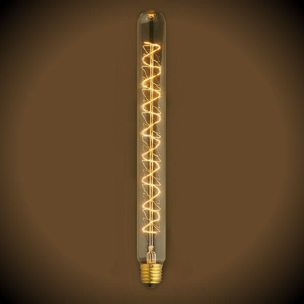 Bulbrite 134008 Nostalgic Edison Tubular T9 Long Vintage Spiral Filament Antique Finish 40 Watt