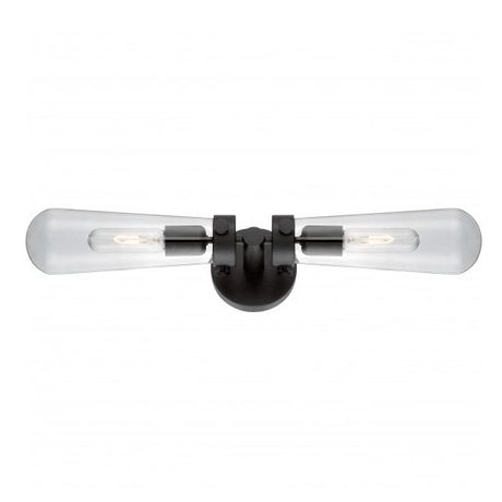 Beaker 2-Lights Sconce - Aged Bronze Finish with Clear Glass Shade - Nostalgicbulbs.com