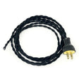 Black Cloth Covered Twisted Cord with Black Plug - Nostalgicbulbs.com