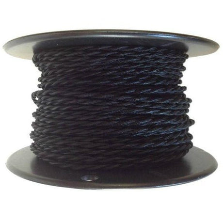 Black Twisted cloth wire- 20 AWG - 250 ft. Spool - Nostalgicbulbs.com