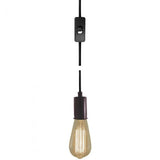 Bronze Plug-In Pendant Lamp - 15 ft. Black Cord and On/Off Switch - Nostalgicbulbs.com