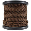 Brown Cloth Covered Twisted Cord - 100 foot spool - 18 AWG - Nostalgicbulbs.com