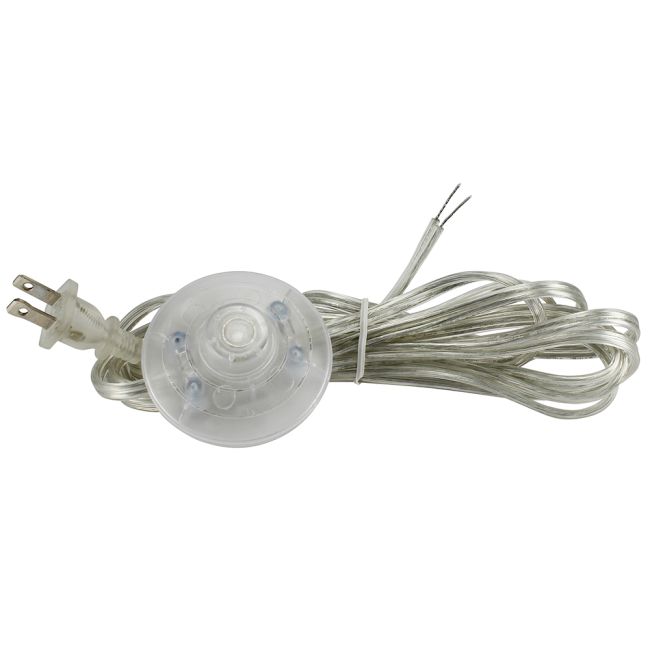 Clear Euro Style Floor Switch Cord Set with Clear Silver Wire – 11 ft - Nostalgicbulbs.com