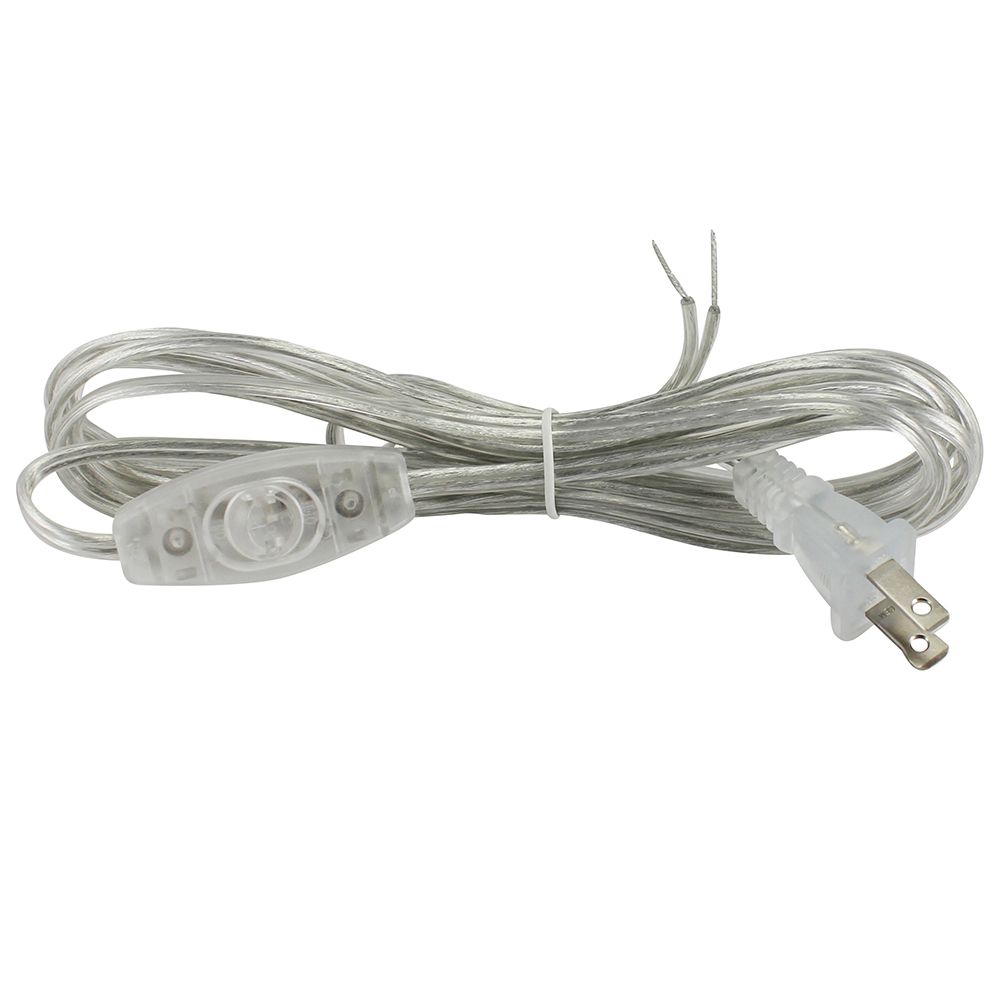 Clear Lamp Cord with Switch and Molded Plug - 11 ft. - SPT - 2 - Nostalgicbulbs.com
