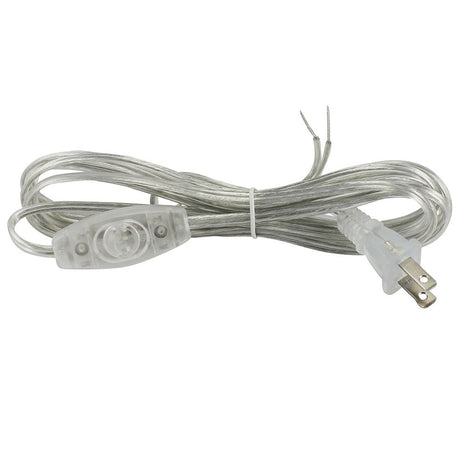 Clear Lamp Cord with Switch and Molded Plug - 11 ft. - SPT - 2 - Nostalgicbulbs.com