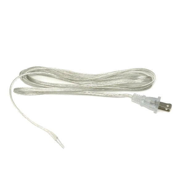 6-Foot Clear Silver Lamp Cord Set - Polarized Plug, 18/2 SPT-1 Wire For Lighting
