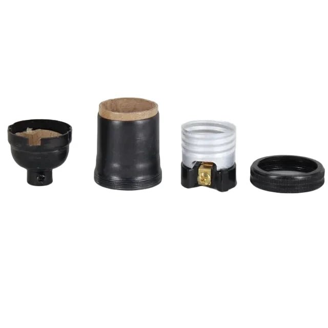 E26 Keyless Socket with 1/8 IPS Threaded Cap - Black Finish - Nostalgicbulbs.com