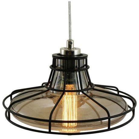 Edison Pendant Lamp with Smoke Glass and Cage - Nostalgicbulbs.com
