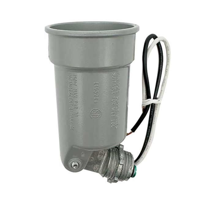 Gray Lampholder – Die-Cast Zinc | 1/2" NPT Threaded Stem - Nostalgicbulbs.com