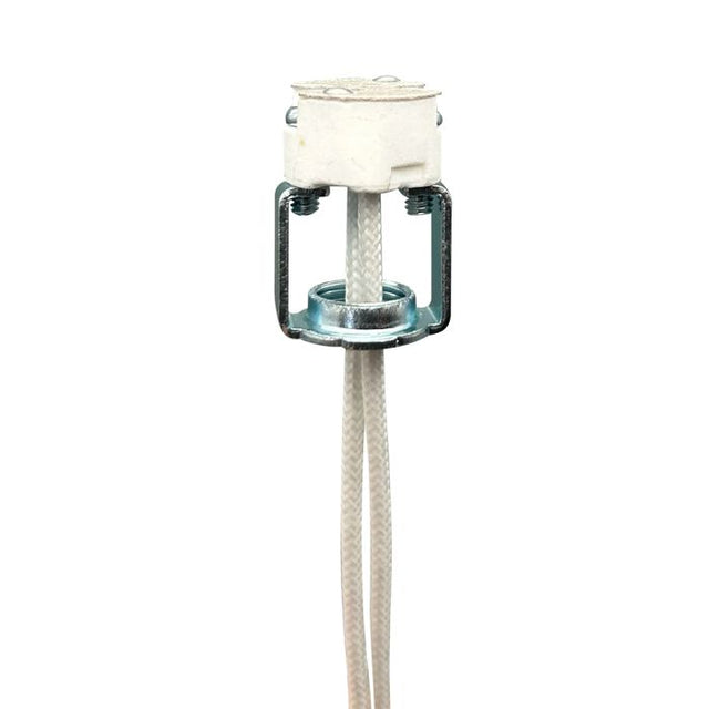 Halogen G8 Bi - Pin Porcelain Socket with Hickey and Leads - Nostalgicbulbs.com