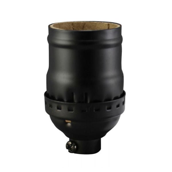 Keyless Short Black Finish Light Socket - Solid Brass - Nostalgicbulbs.com