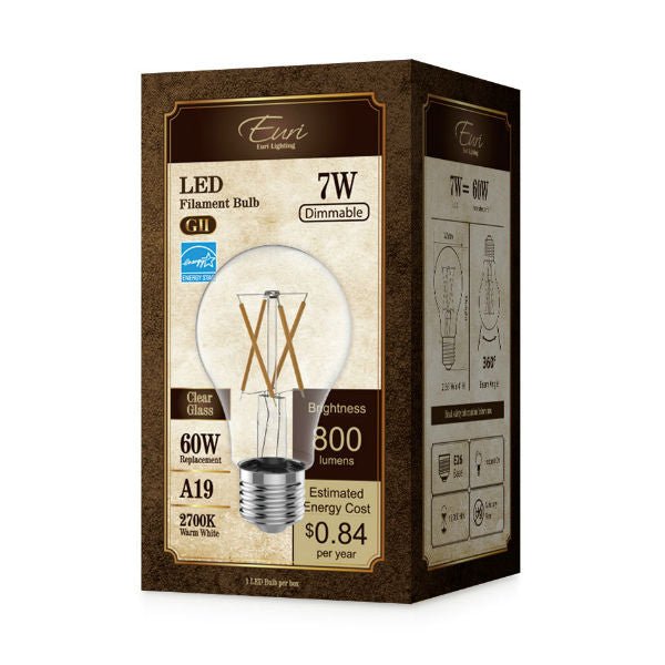 LED Filament Light Bulb - A19 - 60W Equal - 2700K - 12 Pack - Nostalgicbulbs.com
