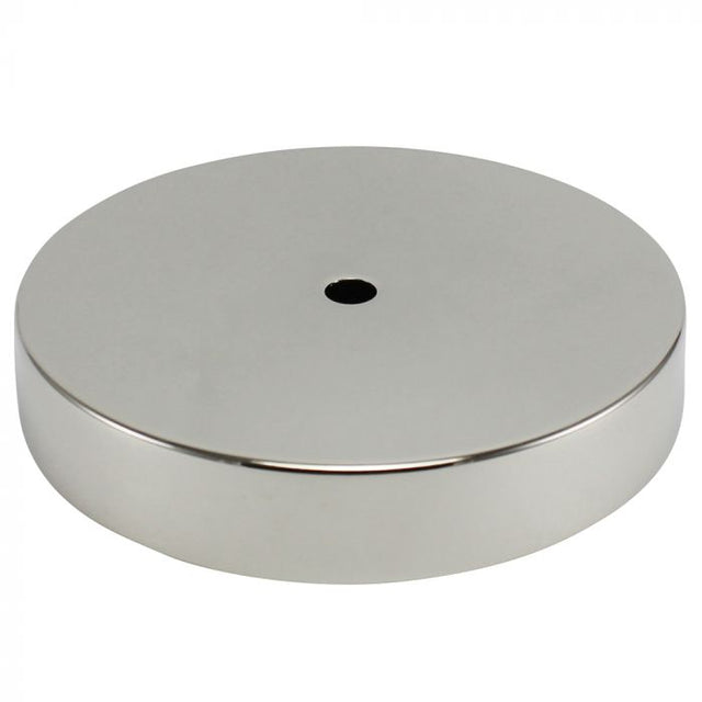 Metal Table Lamp Base - 5" Diameter - Polished Nickel - No Side Hole - Nostalgicbulbs.com