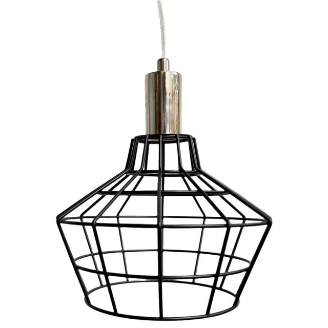Plug - In Clear Cord Pendant Lamp - 15 ft. - On/off Switch - Black Cage - Nostalgicbulbs.com