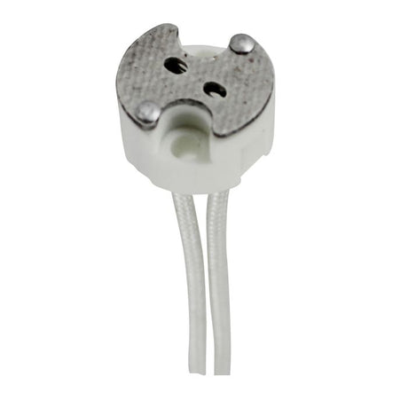 Porcelain Bi - Pin Halogen Socket with 18 Inch Leads - Nostalgicbulbs.com