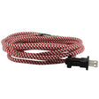 Red and White Cloth Covered Cord with molded Plug - 16 AWG - 10 ft. - Nostalgicbulbs.com