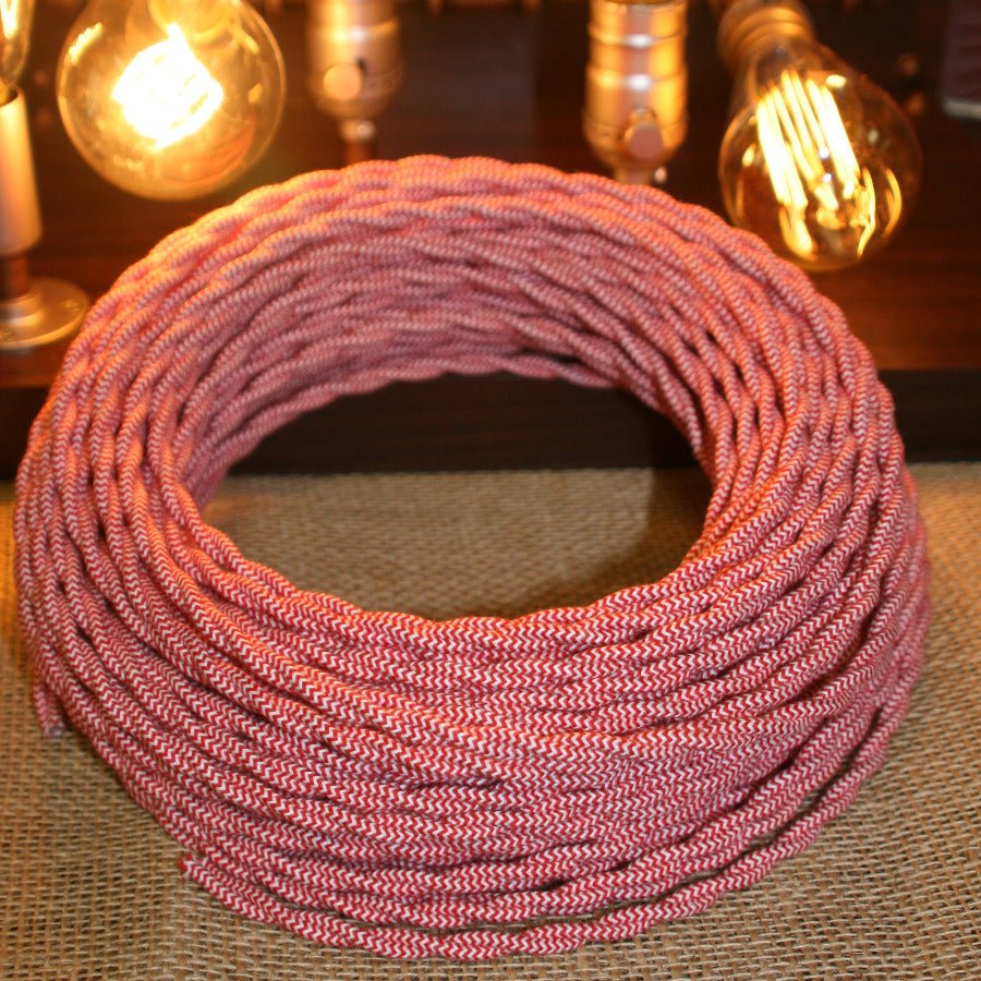 Red & White Twisted Wire – 18 AWG, 2-Conductor – Per Foot - Nostalgicbulbs.com