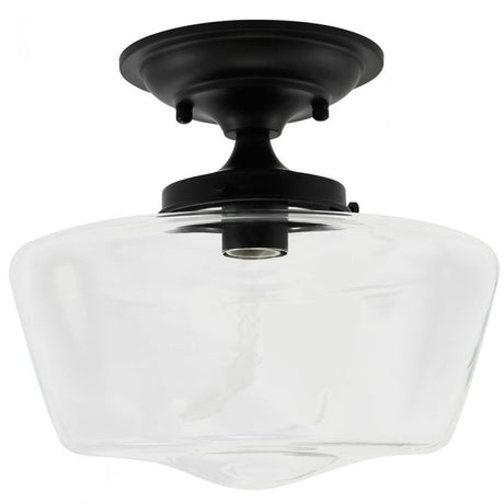 Schoolhouse Black Finish Fixture - Clear Glass - Nostalgicbulbs.com