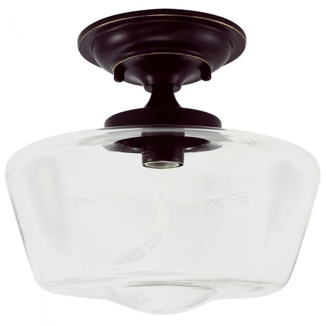 Schoolhouse Bronze Finish Fixture - Clear Glass - Nostalgicbulbs.com