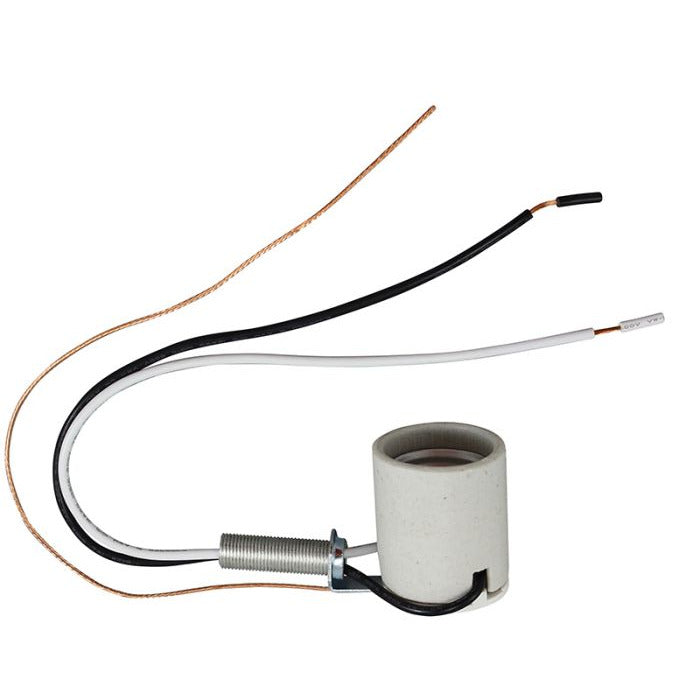 Side Outlet (E26) Porcelain Light Socket with Leads - Nostalgicbulbs.com