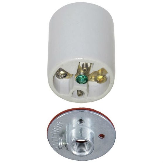 thumbnail interactive-video image 1 of B&P Lamp® Medium Base Keyless Unglazed Porcelain Socket With 36 Inch Long Wire Leads And Bare Ground Wire 1 of 10