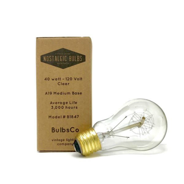 Victorian Loop Vintage A19 Light Bulb 40 Watt - Clear - Nostalgicbulbs.com