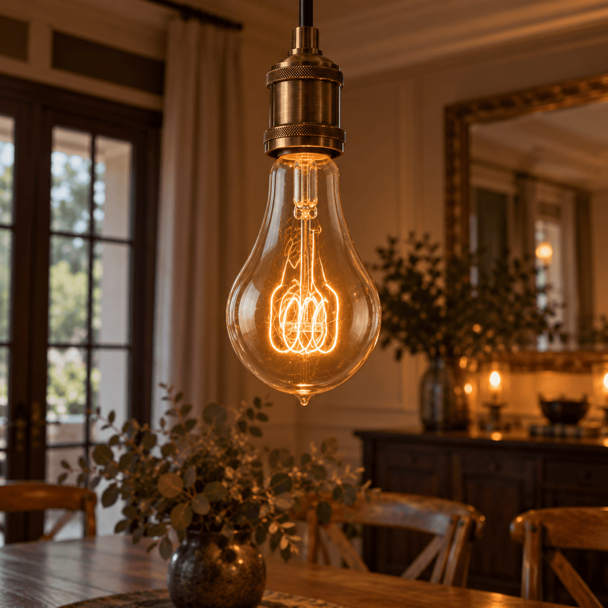 Victorian Quad Loop A21 Vintage Edison Light Bulb – 40W, 2200K - Nostalgicbulbs.com