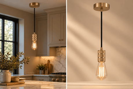 Warm Gold Socket Pendant Light - 10 ft. Cord - Nostalgicbulbs.com