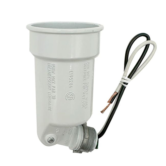 White Outdoor Lampholder – Die-Cast Zinc | 1/2" NPT Stem - Nostalgicbulbs.com