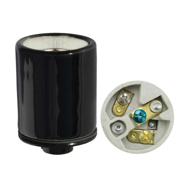 Black Porcelain 3 Conductor Lamp Socket
