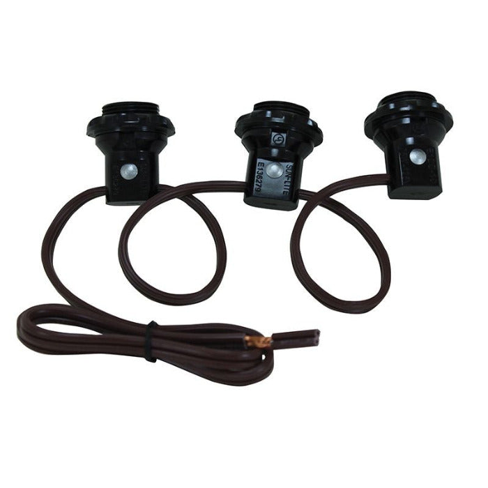 3 Light Phenolic Candelabra Base Harness Socket Set