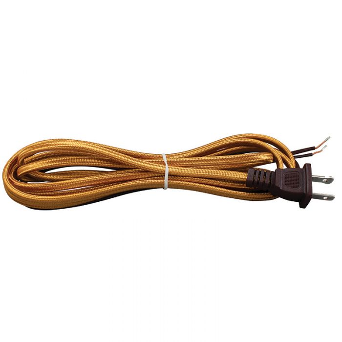 Red Cloth Covered Parallel Cord with molded Plug - 10 ft.