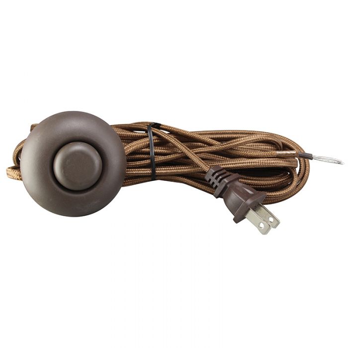 Brown Cloth Covered Cord with a foot switch - 16 feet