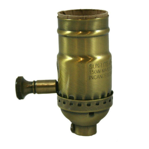 Full Range Dimmer Antique Brass Socket - Medium E26 Base