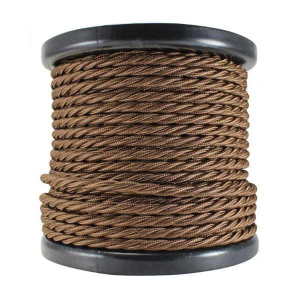 3 Conductor Brown Twisted Rayon Covered Cord - Per Foot
