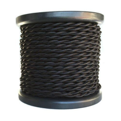 Black Cloth Covered Twisted Cord - 100 foot spool