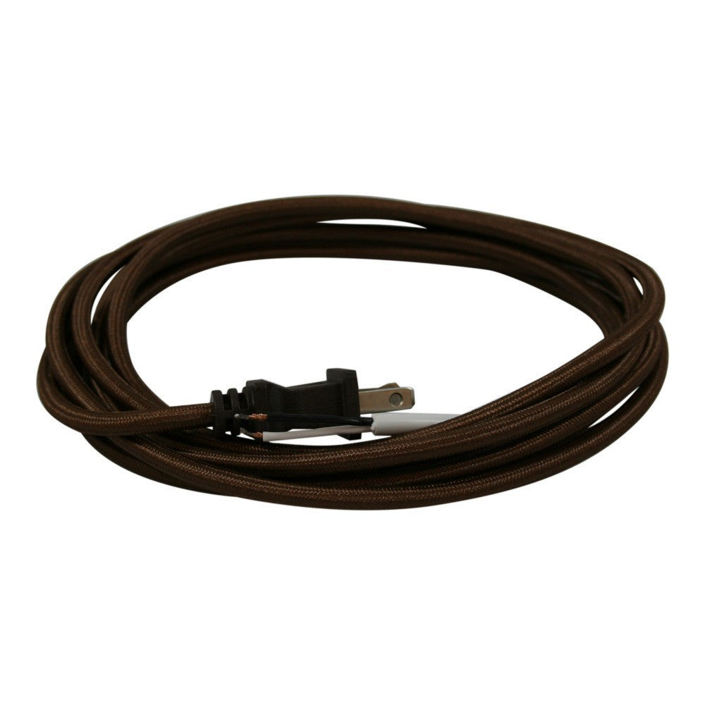 Brown Cloth Covered Cord with molded Plug - 10 ft.