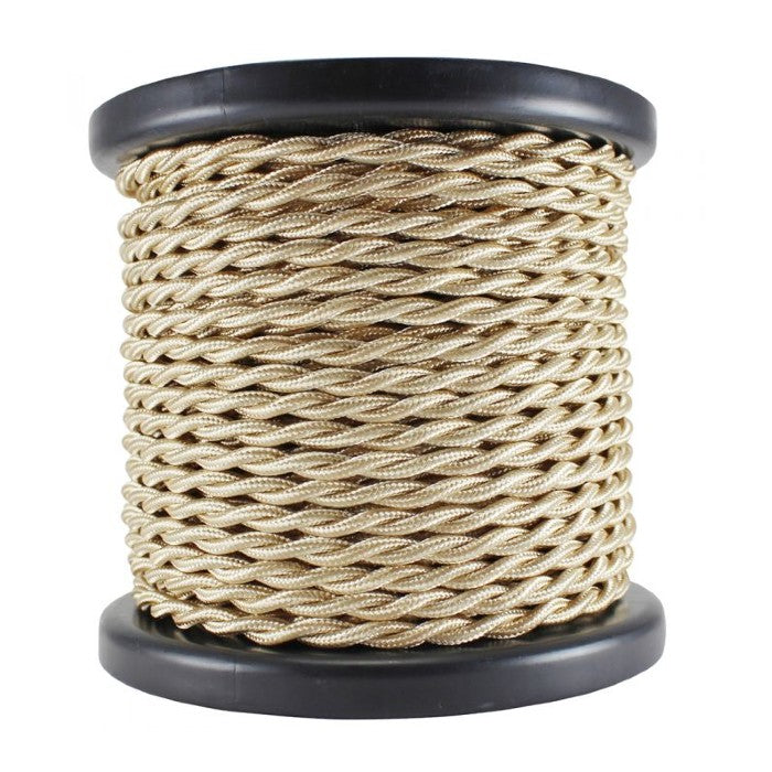 Light Brown Cloth Covered Twisted Cord - 100 foot spool