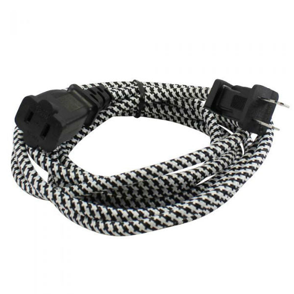 Black and White Cloth Covered Extension Cord 9 ft. SVT 2